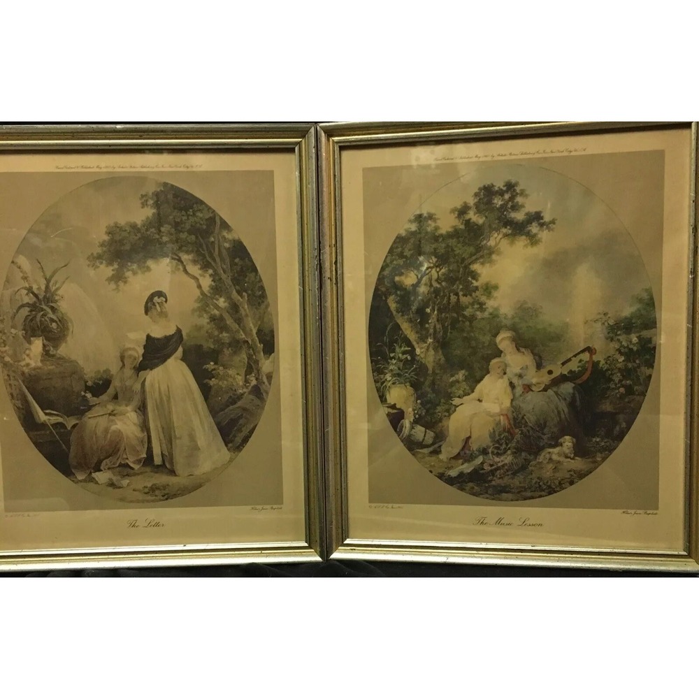 French Artist Hilair Jean Baptiste The Letter & The Music Lesson Art Prints 1940